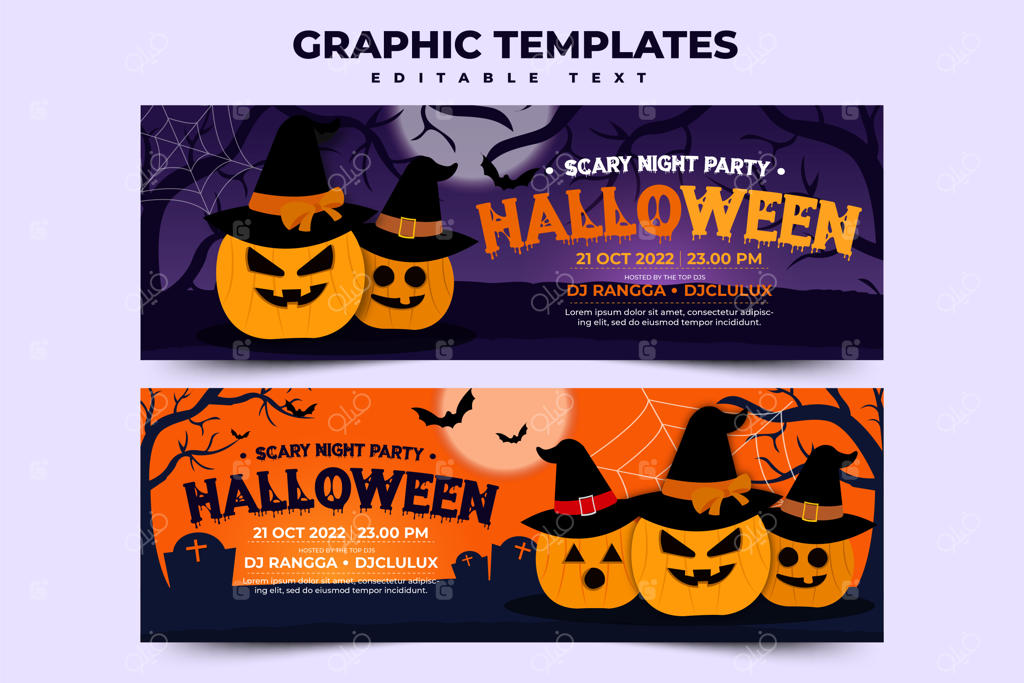 قالب طراحی گرافیکی با تم هالووین - آسان برای سفارشی‌سازی، طراحی ساده و شیک