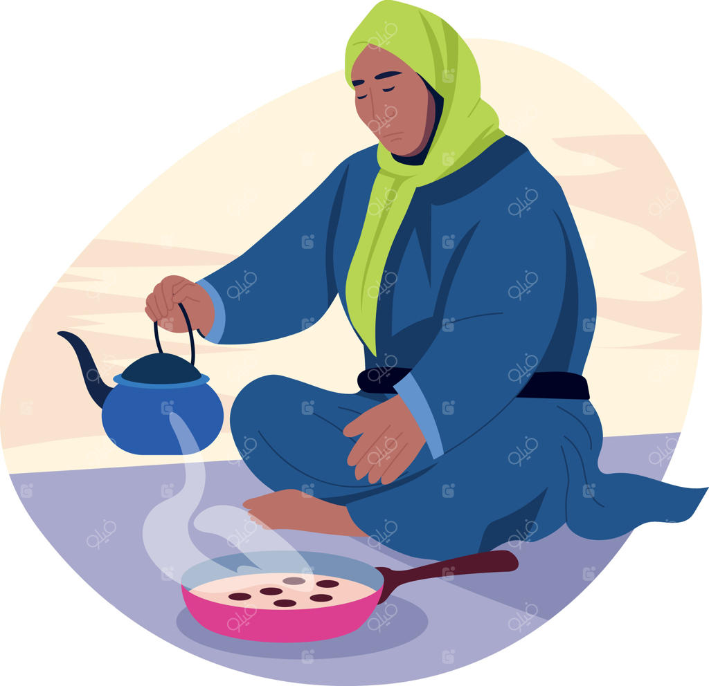 طرح صاف از شخصی که در حال درست کردن چای مخصوص آرایشگاه است