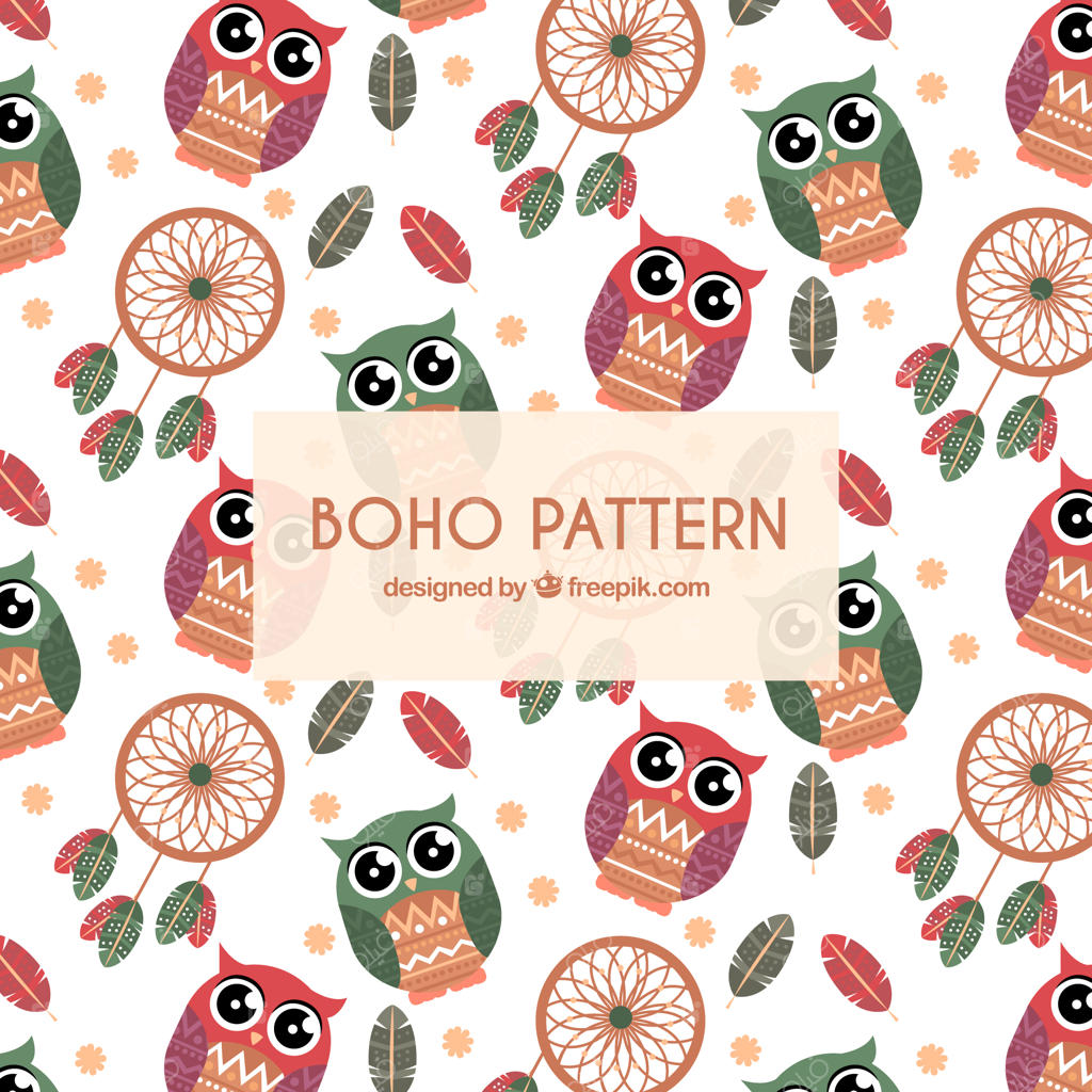 پترن تخت سبک بوهو با طرح جغد