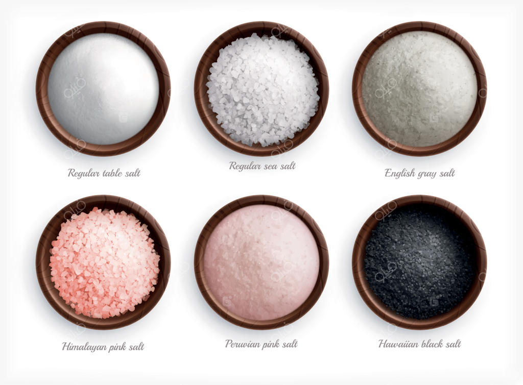 مجموعه‌ای واقع‌گرایانه از انواع نمک‌ها