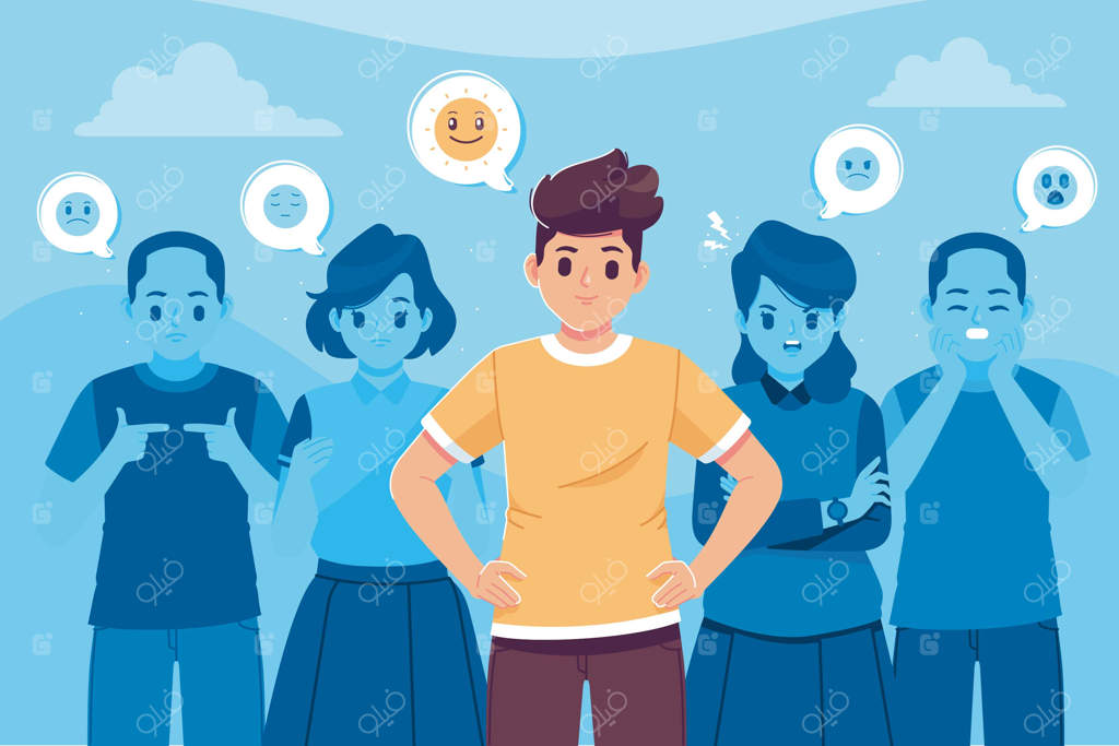 پس‌زمینه تصویرسازی جمعیت با چهره‌های خندان