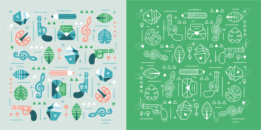 مجموعه‌ای از آیکون‌ها با نوشته 'موسیقی' روی آنها