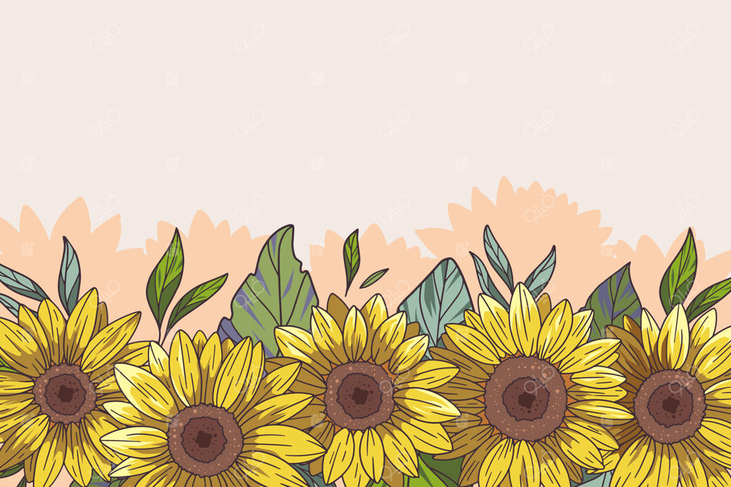 حاشیه گل آفتابگردان دستی طراحی شده