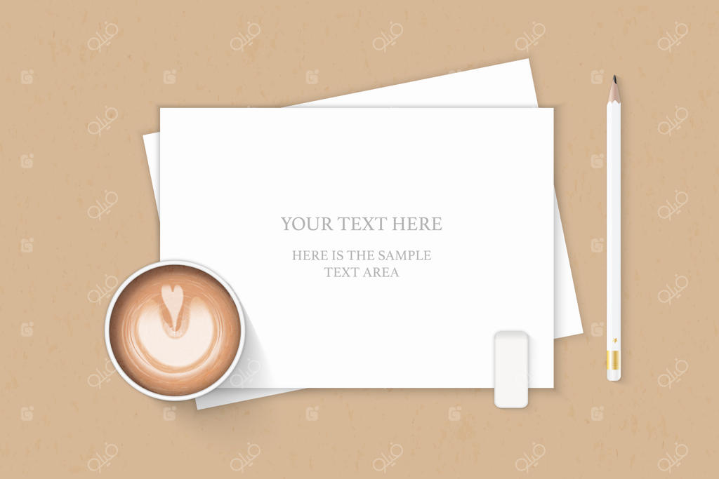 کاغذ سفید نگارش با قهوه و مداد