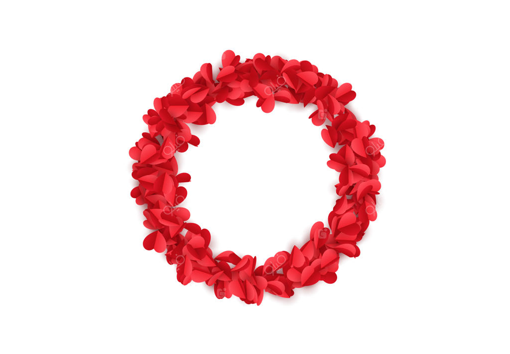 قلب‌های کاغذی قرمز و صورتی در زمینه سفید.