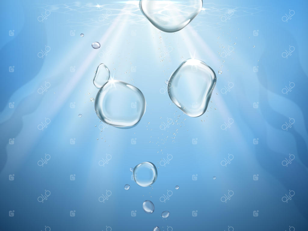 پس‌زمینه زیر آب، طراحی به همراه حباب‌ها و نوار نوری، مناسب برای پس‌زمینه‌های متنوع