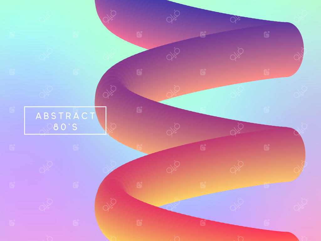 پس‌زمینه سه‌بعدی انتزاعی: پوستر هولوگرافیک رترو با گرادیان رنگارنگ. به سبک دهه ۸۰ میلادی، مناسب هیپسترها. تصویرسازی برداری