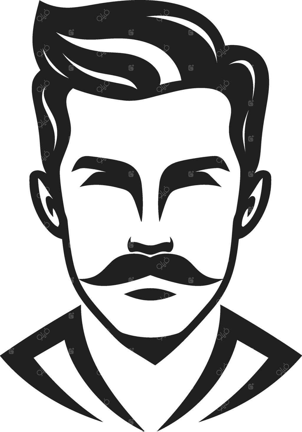 طراحی وکتور چهره مردانه آرام - لوگوی هنری و خلاقانه چهره مرد با جزییات جذاب و خطوط ظریف