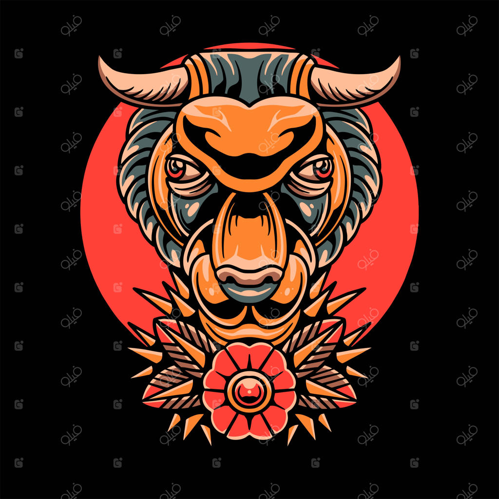 طرح وکتور خالکوبی کلاسیک گاو نر