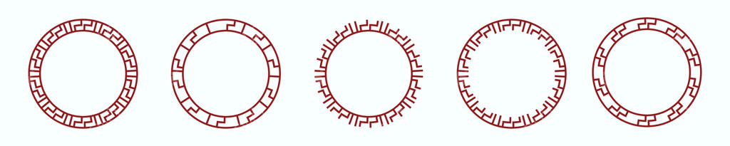 قاب‌های دایره‌ای سنتی چینی برای طراحی‌های تزئینی