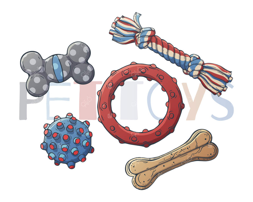 اسباب‌بازی برای گربه‌ها و سگ‌ها. تصویر وکتور.