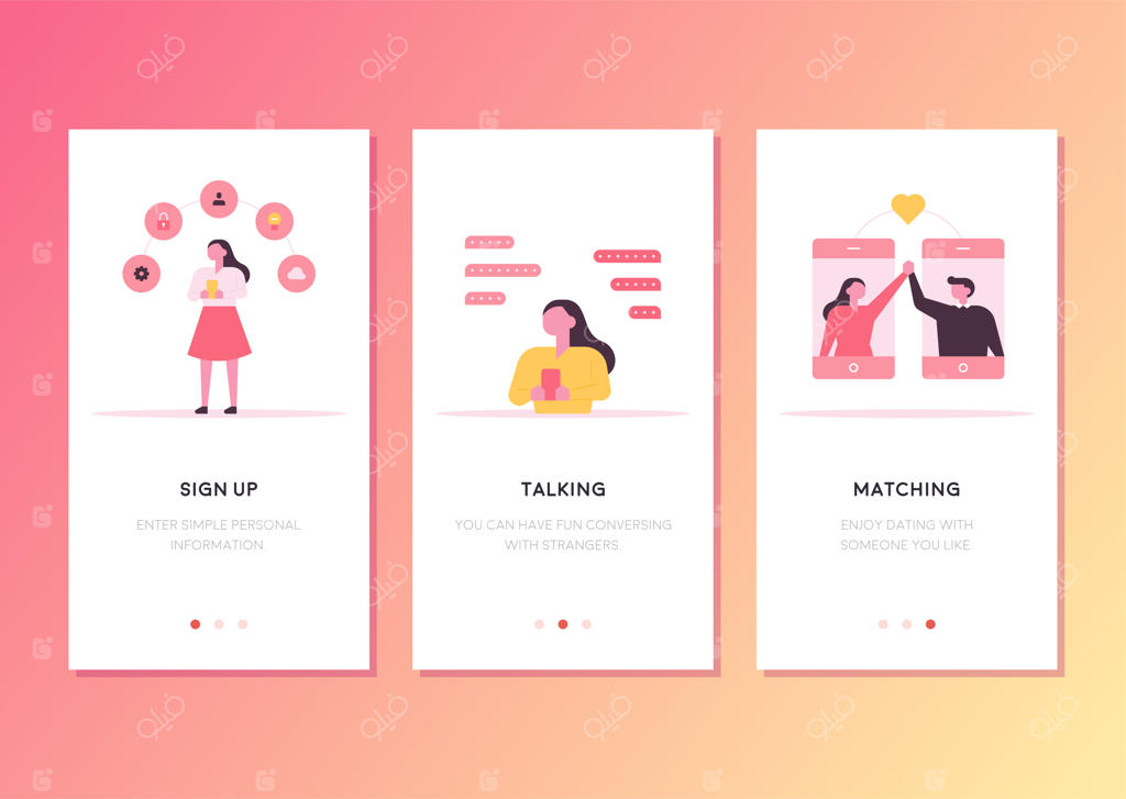 طراحی قالب وب‌سایت موبایل برای همسان‌یابی عاشقانه.