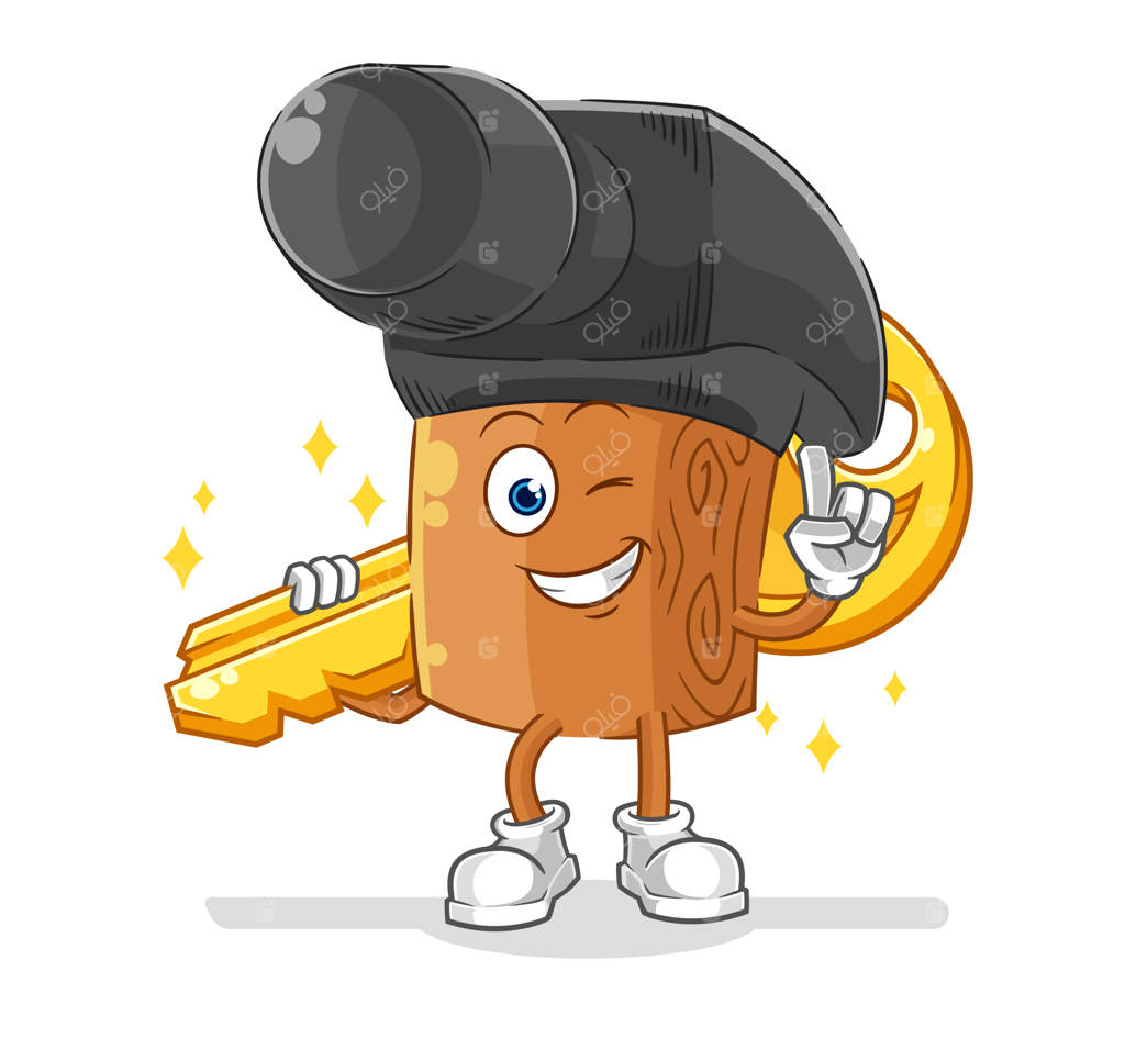 کارتون شخصیت کلیددار با چکش - وکتور