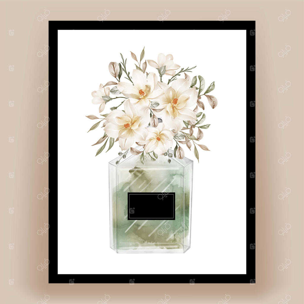 عطر با تصویرسازی آبرنگی گل مگنولیا