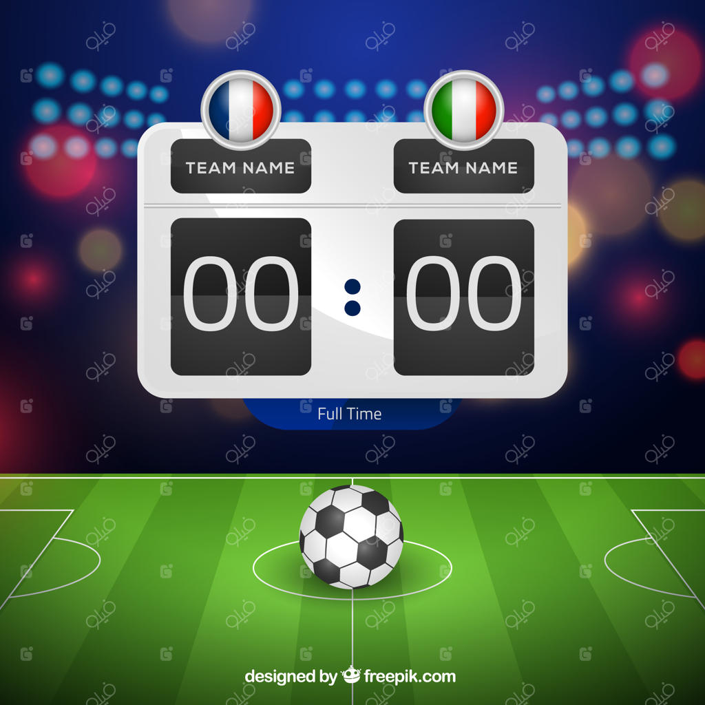 زمین فوتبال با تابلو امتیازات به سبک واقعی