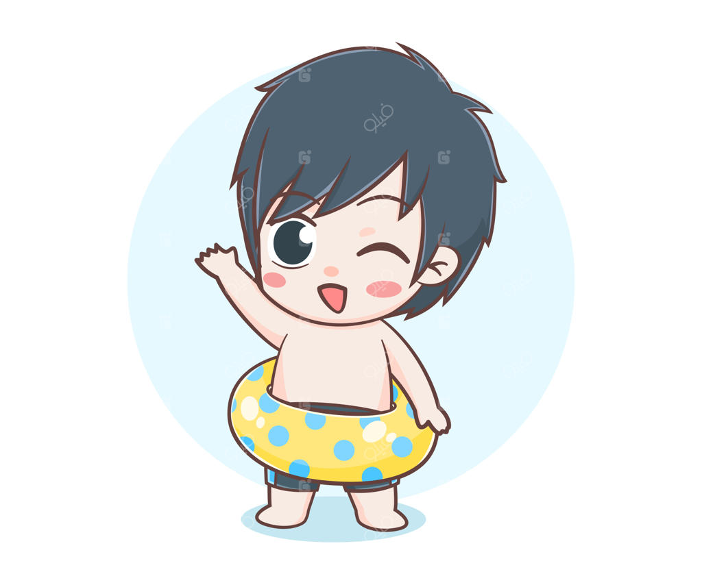 تصویر کارتونی پسر بامزه در تابستان