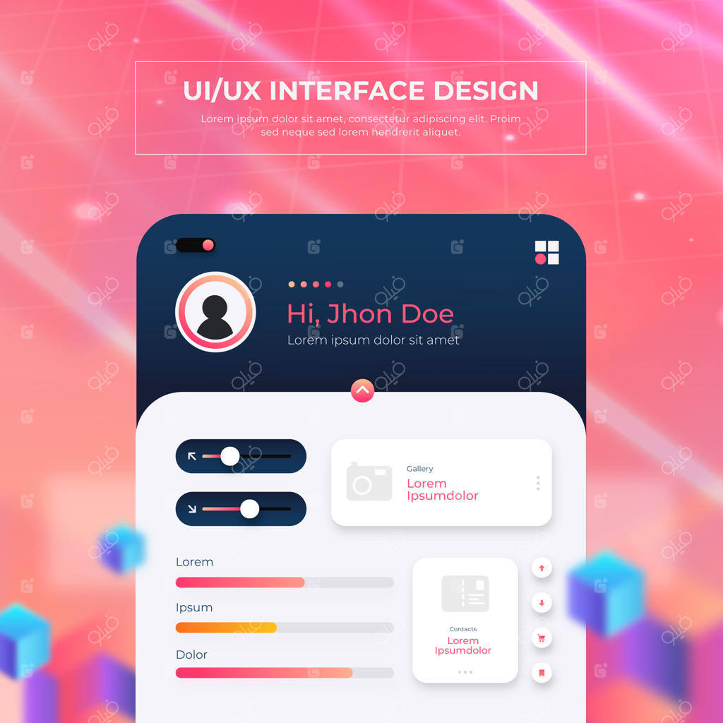 تصویرسازی طراحی رابط و تجربه کاربری (UI/UX) با گرادینت