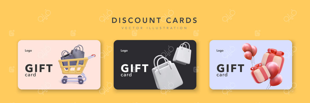 کارت‌های کاغذی هدیه روی زمینه زرد - تصویر برداری