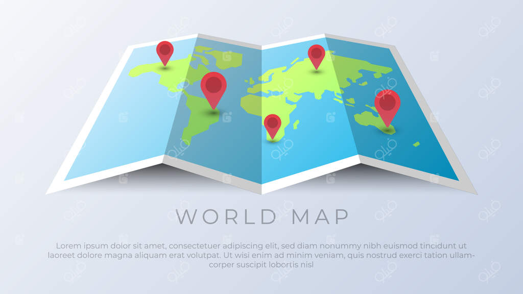 نقشه جهان با نشانگرهای مکانی جغرافیایی