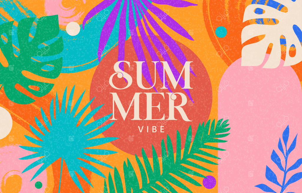 قالب طراحی برگ‌های استوایی انتزاعی به سبک مینیمال و هنر مدرن