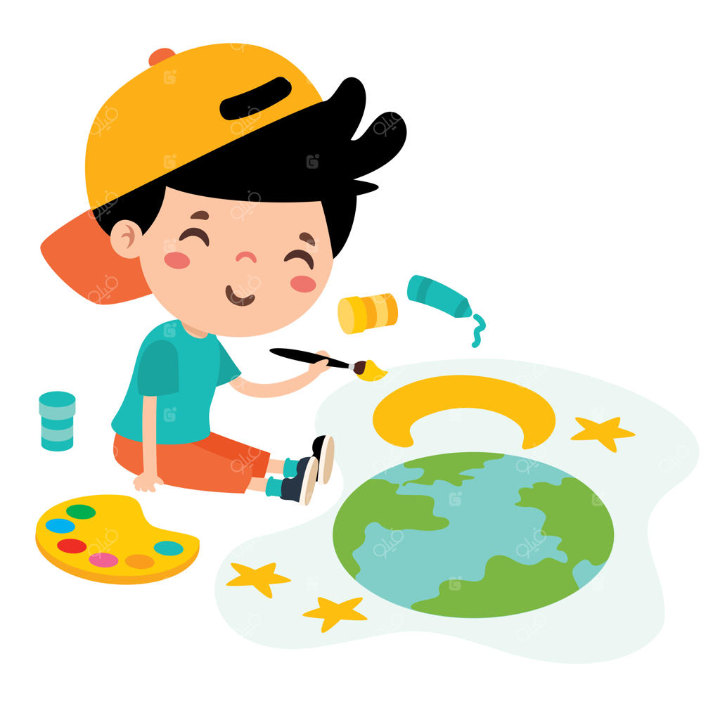 کودک خردسال در حال نقاشی روی زمین