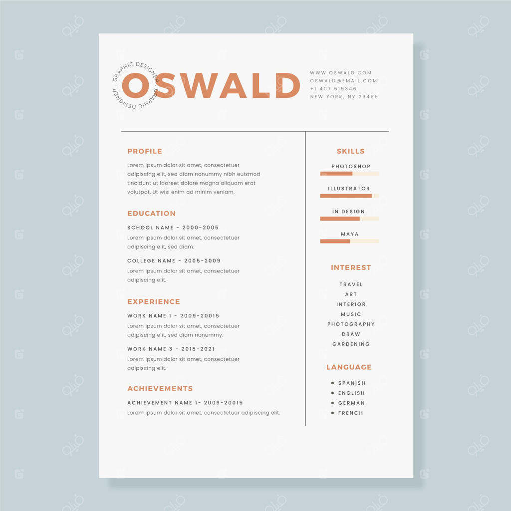 قالب رزومه مینیمالیستی