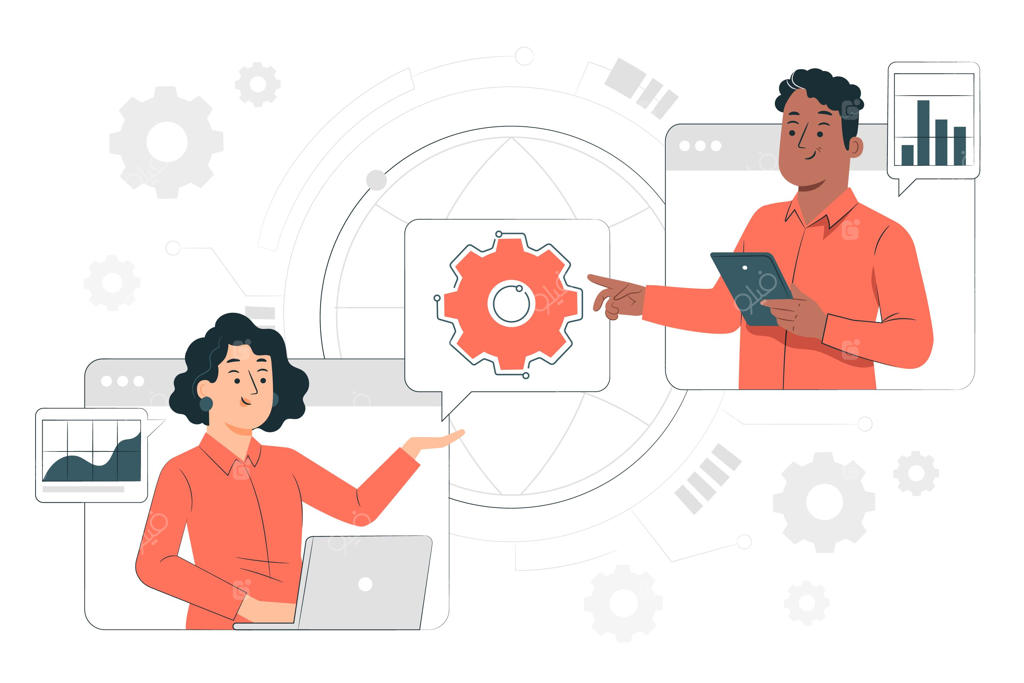 تصویرسازی مفهومی گفتگوهای آنلاین فناوری