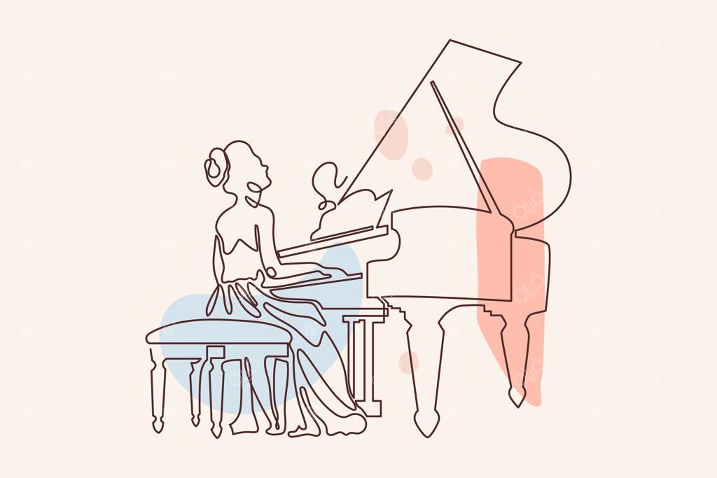 تصویرسازی نقاشی دستی پیانو