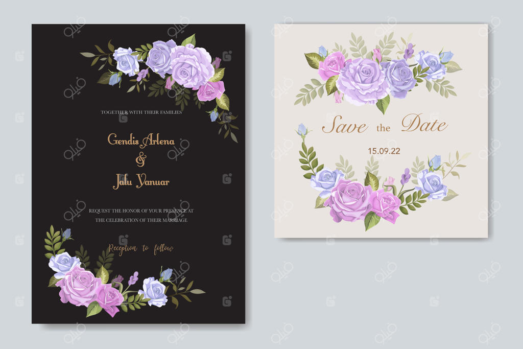 کارت دعوت عروسی با گل‌های زیبا