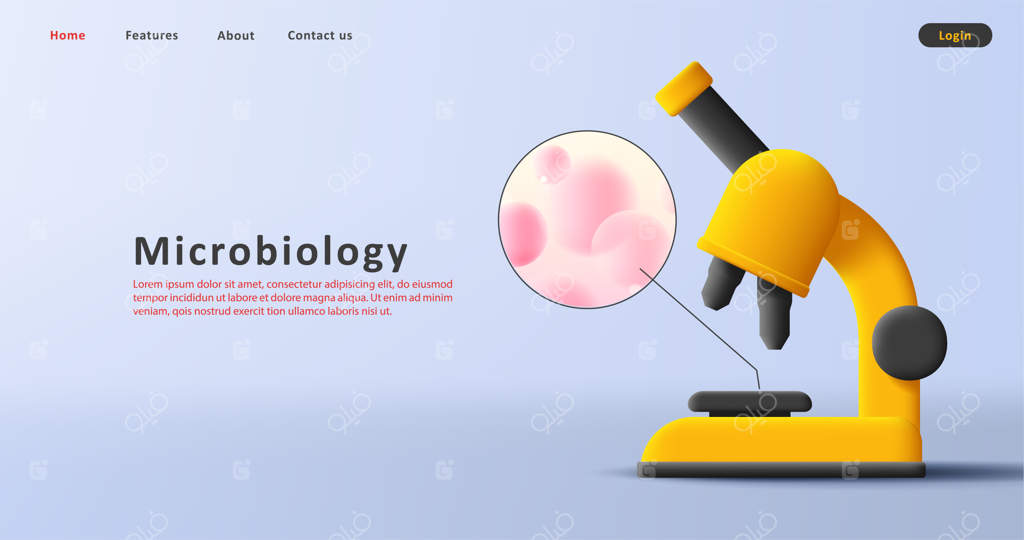 تصویر سه‌بعدی میکروسکوپ با سلول ویروس - بنر وب