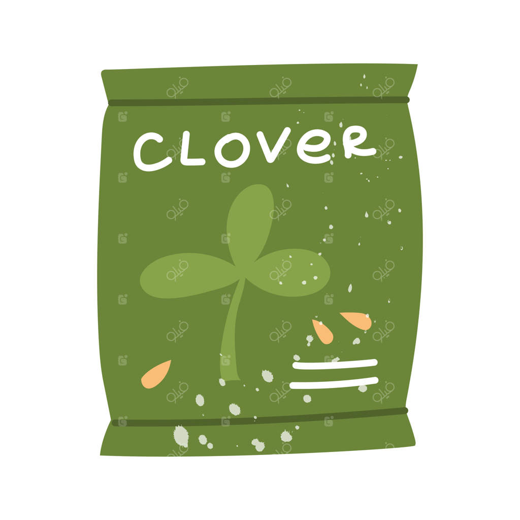 بسته‌ی بذر شبدر. طرحی تخت با بافتی دلنشین. مناسب برای بسته‌بندی، پوسترها، برچسب‌ها، تزئین محصولات باغی، وبلاگ‌ها و گل‌فروشی‌ها. بهار، کاشت در خاک