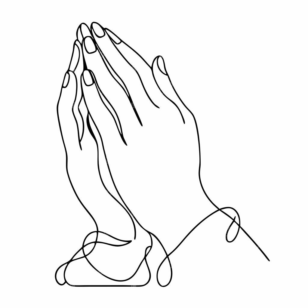 وکتور طراحی تک‌خطی پیوسته دستان در حال دعا