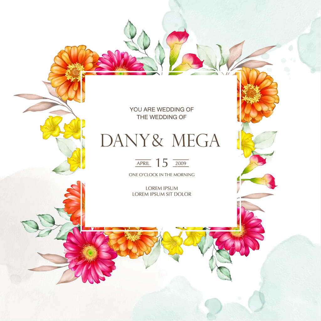 قالب دعوتنامه عروسی با طرح گل