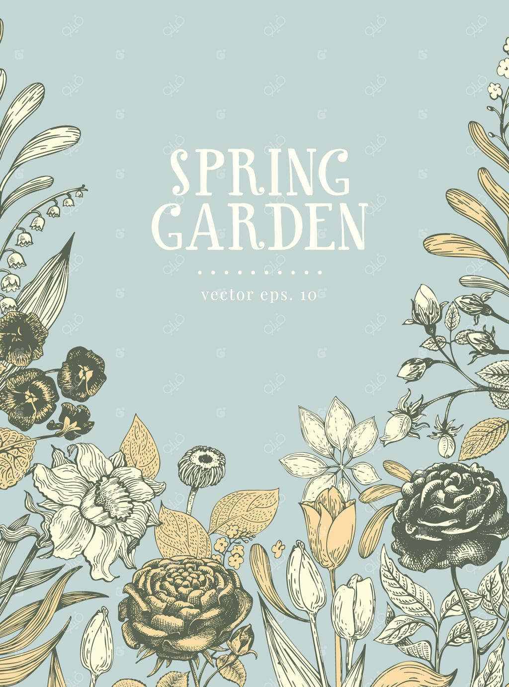 پس‌زمینه گیاهی طراحی دستی وکتور. تصویرسازی رترو