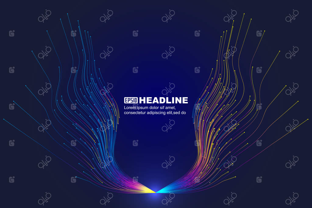 خطوط موجدار رنگی با پس زمینه فضایی فنی وکتور دارند