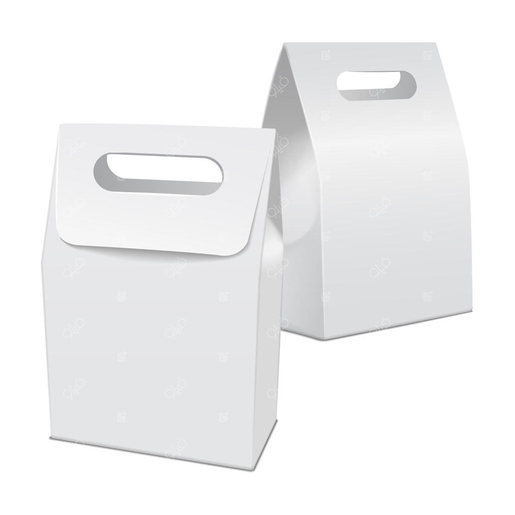 مجموعه‌ جعبه‌ سفید مقوایی برای بسته‌بندی غذا - قالب خالی محصول، تصویرسازی