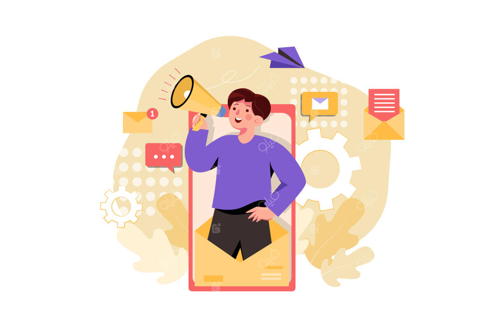 کانسپت تصویرسازی فلت با موضوع ایمیل مارکتینگ