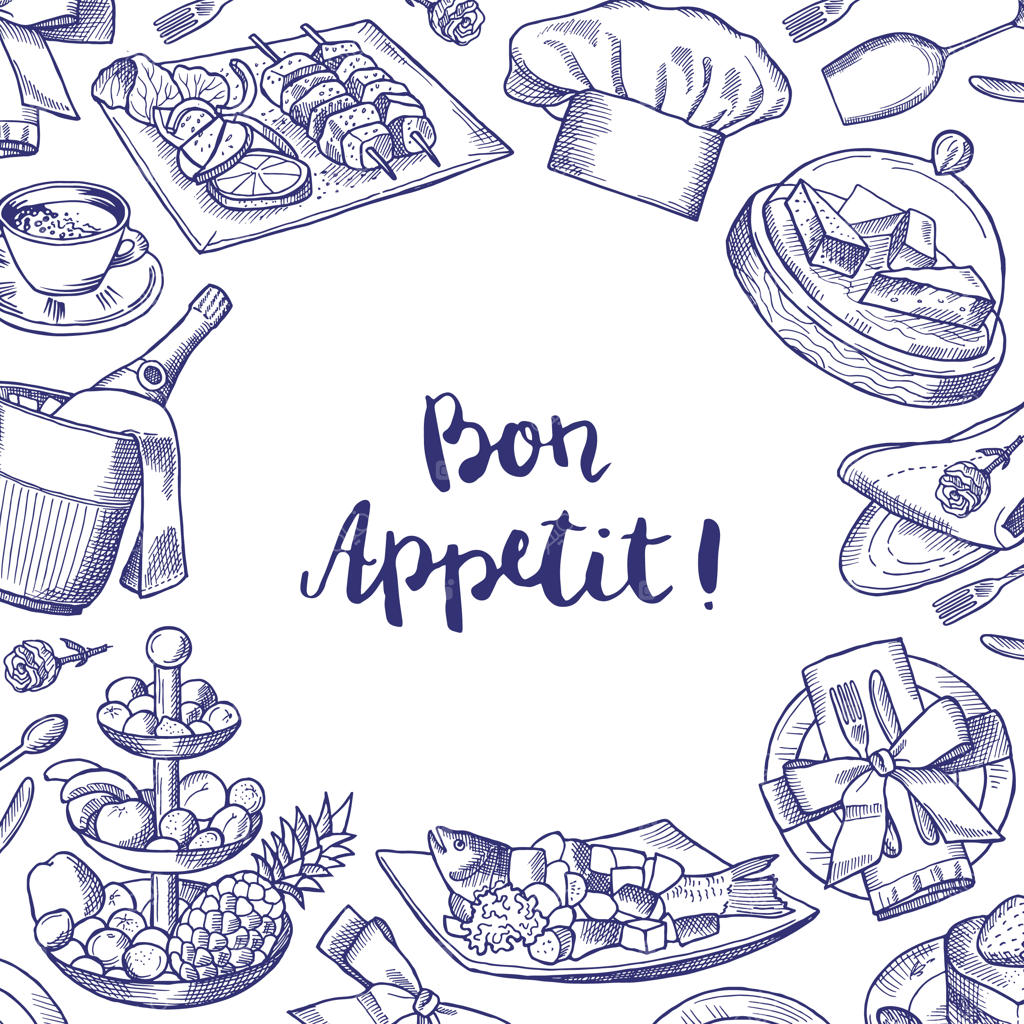 پس‌زمینه عناصر طراحی شده رستوران یا خدمات اتاق با جایگاه متن برای توضیحات