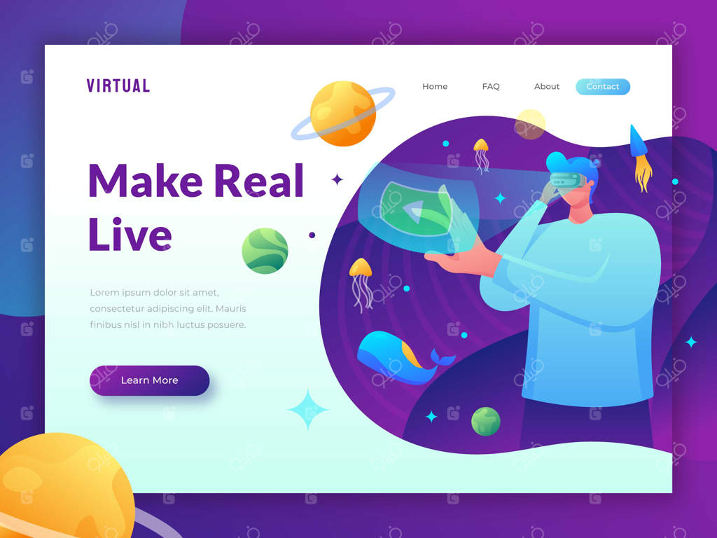 قالب صفحه فرود واقعیت مجازی