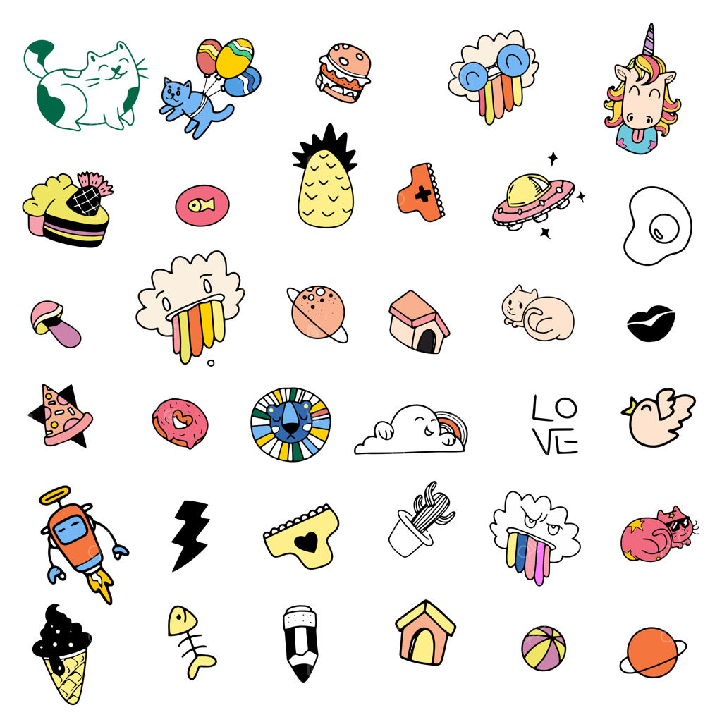 مجموعه وکتور نقاشی دستی بامزه