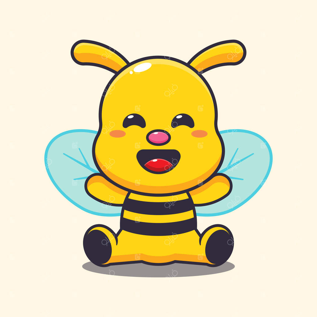 تصویر کارتونی زنبور عسل بامزه (وکتور)