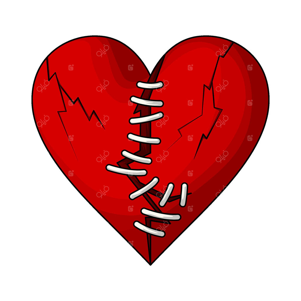 قلب قرمز دوخته شده