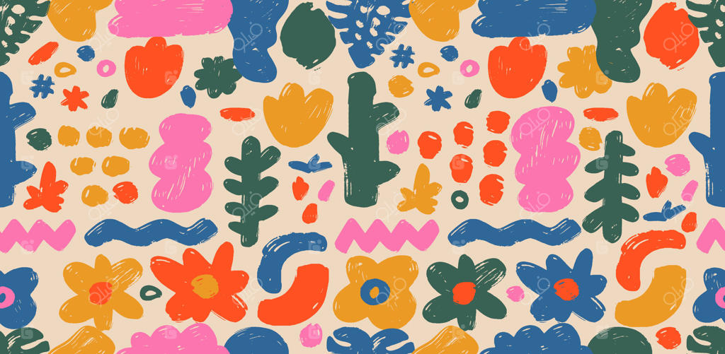 طرح‌های یکنواخت گل‌های خاص دست‌کشیده، بافت قلم‌مو، برای پارچه، صنایع نساجی، دکوراسیون داخلی، پوشاک، جعبه هدیه، کاغذ دیواری، جلد، بنر و پس‌زمینه‌های انتزاعی.