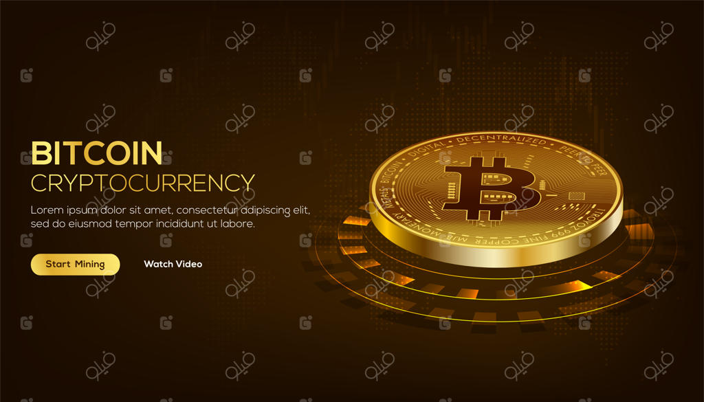 مفهوم ایزومتریک تکنولوژی بلاک‌چین بیت‌کوین طلایی