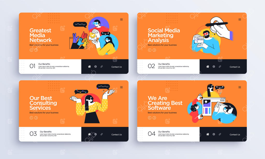 مجموعه‌ای از الگوهای اسلاید ارائه یا طراحی وب‌سایت‌های لندینگ برای ایده‌های کسب‌وکار