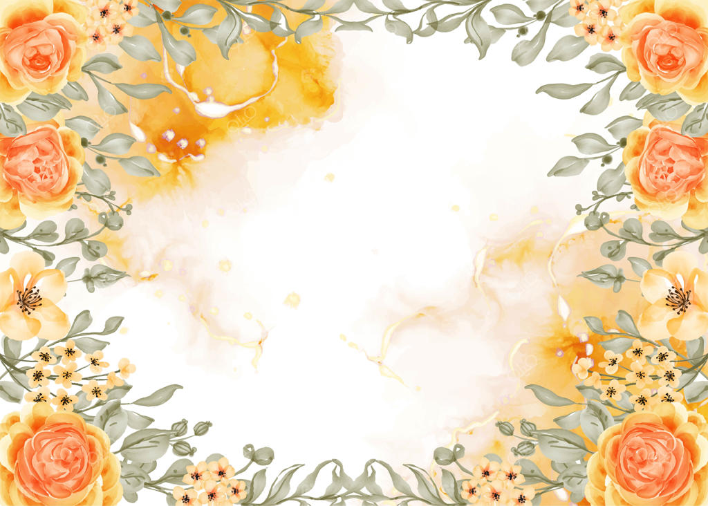 پس‌زمینه‌ای با گل‌های زرد و نارنجی طلیثا همراه با فضای سفید