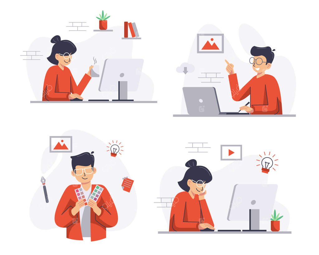 مرد و زن جوان در حال تماس ویدیویی با لپ‌تاپ