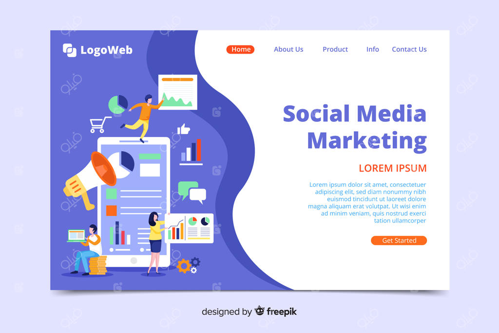 قالب صفحه فرود برای بازاریابی دیجیتال