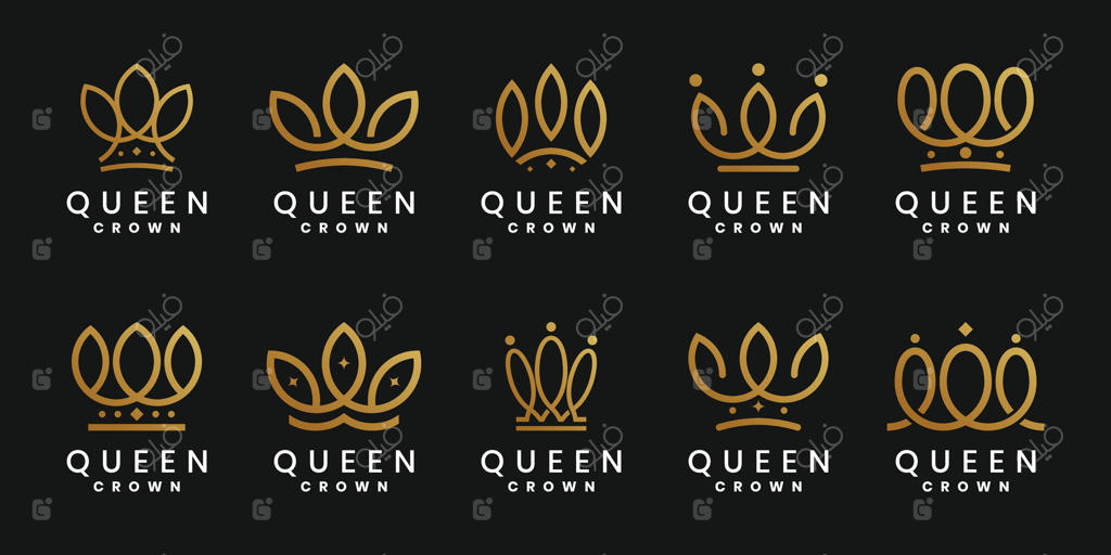 مجموعه لوگوی شیک تاج طلایی ملکه