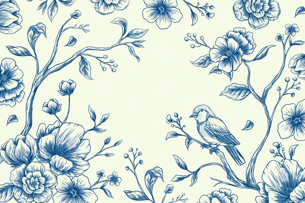 زمینه گلدار قدیمی دست‌کشیده